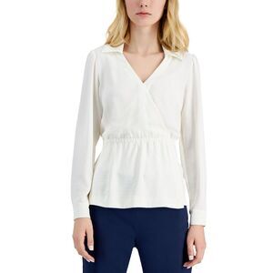 Alfani Collared Faux Wrap Top